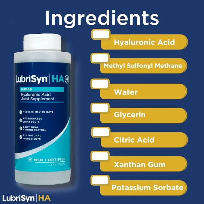 Lubrisyn HA with MSM - Proprietary Vegan Joint Relief Edible Supplement Made in USA for Humans - 30 Day Supply of Liquid H...
