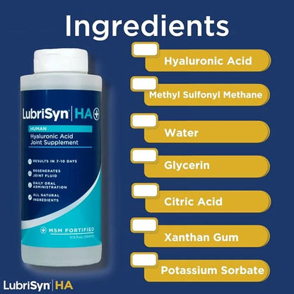 Lubrisyn HA with MSM - Proprietary Vegan Joint Relief Edible Supplement Made in USA for Humans - 30 Day Supply of Liquid H...