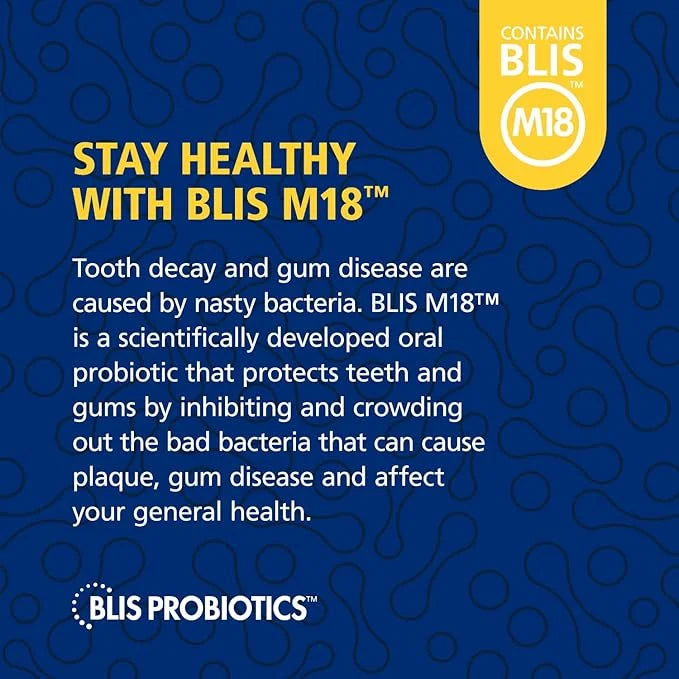 BLIS Teeth & Gums Oral Probiotics for Mouth M18 Formula Available, 2.5 Billion Cfu - Mouth Probiotic for Tooth and Gum Hea...