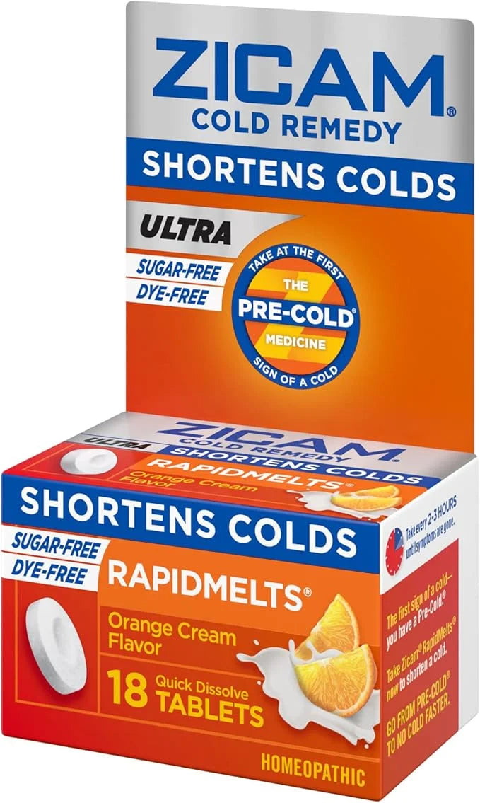 Zicam Ultra Cold Remedy Zinc Rapidmelts, Orange Cream Flavor, Homeopathic, Cold Shortening Medicine, Shortens Cold Duratio...