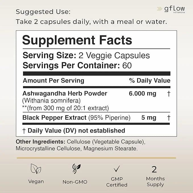 Ashwagandha Supplements - ashwagandha Powder Capsules 6000mg with