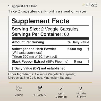 Ashwagandha Supplements - ashwagandha Powder Capsules 6000mg with