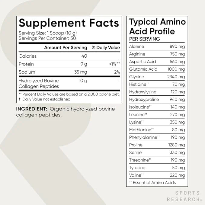 Sports Research­® Organic Collagen Peptides 30 Servings
