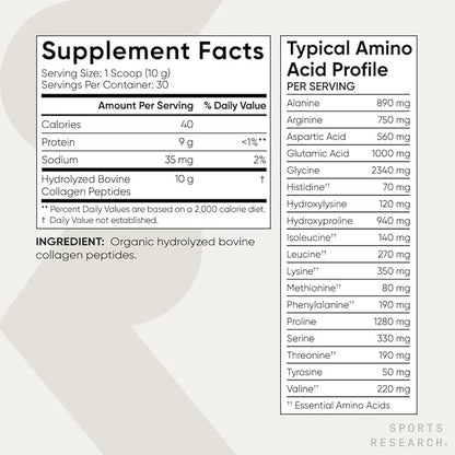 Sports Research­® Organic Collagen Peptides 30 Servings