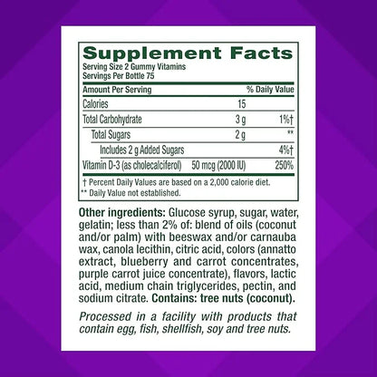 Vitafusion Vitamin D3 Gummy Vitamins 50 mcg 75 Day 150 Count