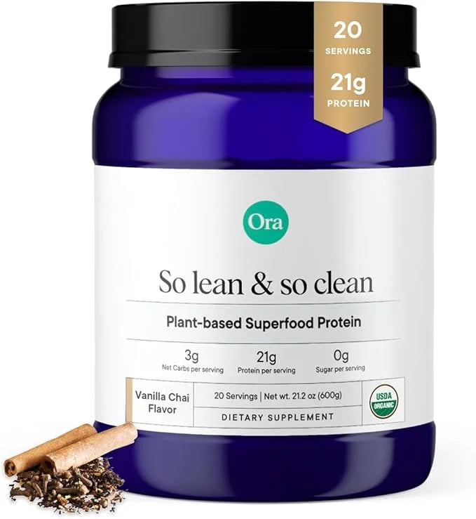 Ora Organic Vegan Protein Powder - 21g Plant Based Protein Powder for Women and Men | Clean Protein Source, Keto Friendly,...
