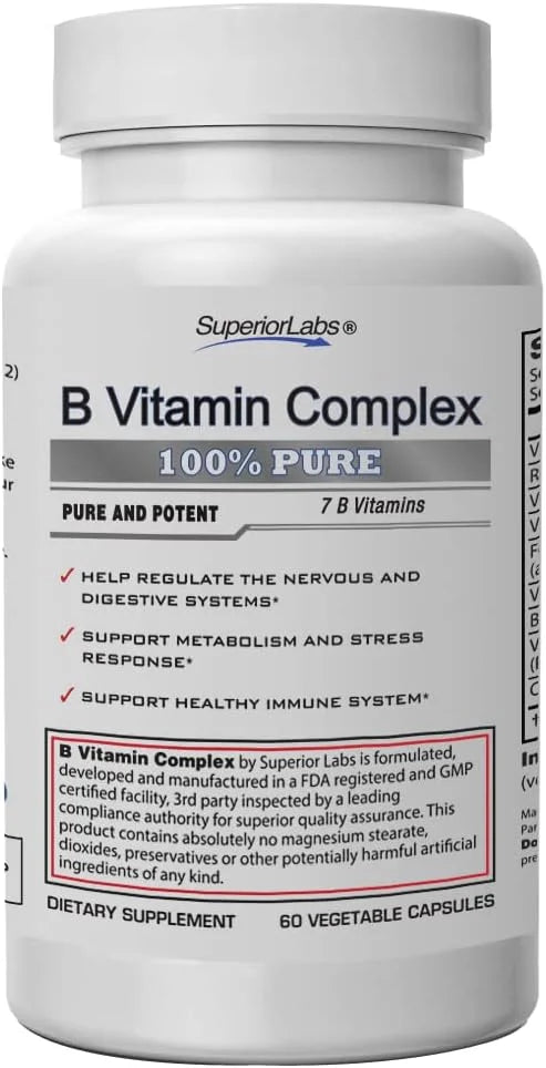 Superior Labs B Vitamin Complex 100% NonGMO 60 Vegetable