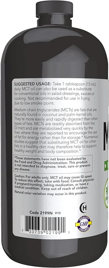 NOW Foods Sports Nutrition, MCT (Medium-chain triglycerides) Oil 14 g, Weight Management, Liquid, 32-Ounce - Product Image