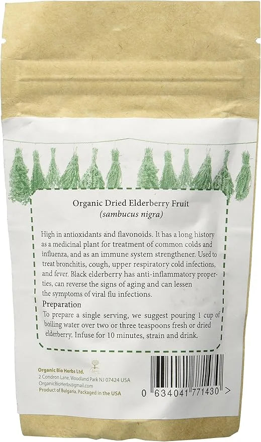 Organic Bio Herbs-Organic Dried Elderberry Fruit 2 Oz.