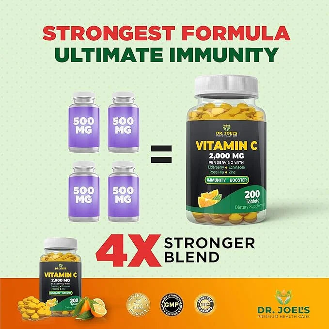 Dr. JOEL'S Immune Support Vitamin C 2000 mg 200 Tablets