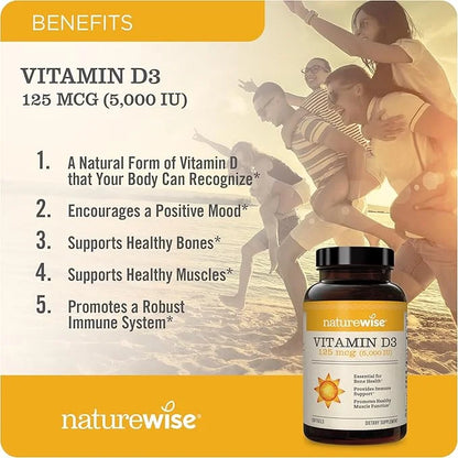 NatureWise High-Potency 1000mg Omega 3 600mg EPA, 400mg DHA, D3 5000iu 5000iu (125 (125 mcg) 1 Year