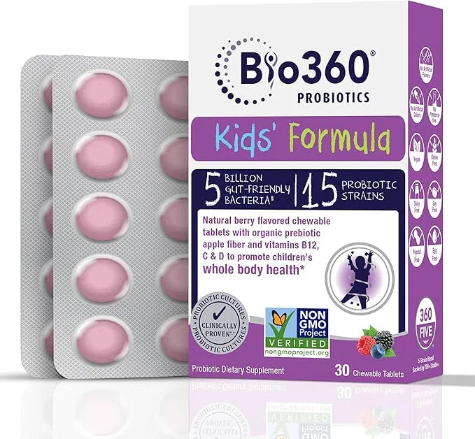 Kids Probiotic Supplement, Daily Support 15 Strains 5 Billion 30 Chewable