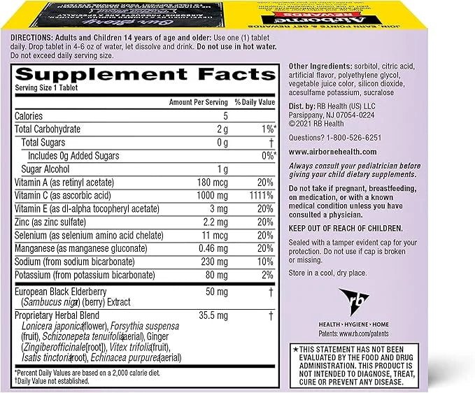 Airborne Elderberry + Zinc & Vitamin 30 Fizzy