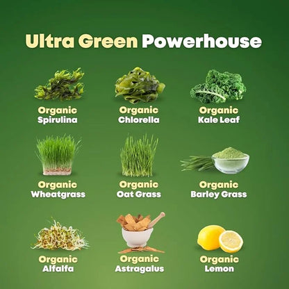 Organic Super Greens Superfood Capsules Supplement - Spirulina, Chlorella, Wheatgrass, Kale Powder, Sulforaphane, Antioxid...