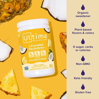 Ultima Replenisher Mocktini Electrolyte Powder Drink Mix – Piña Colada, 90 Servings – Hydration Powder with 6 Electrolyte...