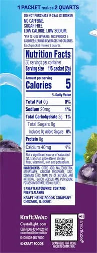 Crystal Light Sugar-Free Concord Grape Low Calories Powdered Drink Mix 6 Count Pitcher Packets (Pack of 4) - Product Image