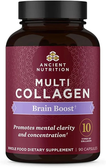 Ancient Nutrition Collagen Protein Brain Boost, Collagen Protein Capsules Brain Supplement for Reduced Joint Discomfort, H...