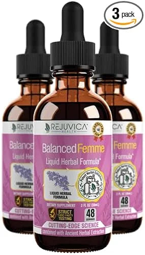 Balanced Femme Natural PMS and Menopause Support for Hot Flashes with Black Cohosh - All-Herbal Liquid Blend - Product Image
