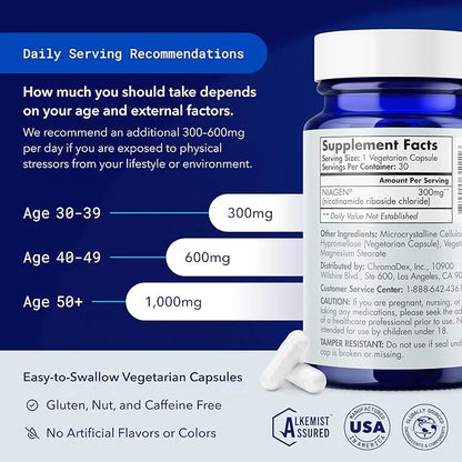 TRU NIAGEN Patented NAD Supplement for Anti Aging and Cell Regeneration, 300mg Niagen, 30 Servings | Supports Cellular Ene...
