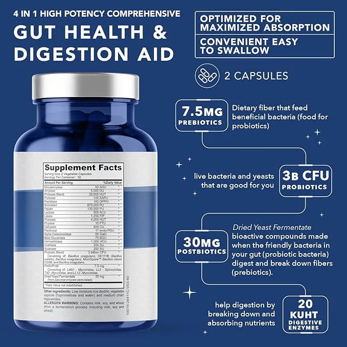 4-in-1 Prebiotic Probiotic & Postbiotic 60 Capsules