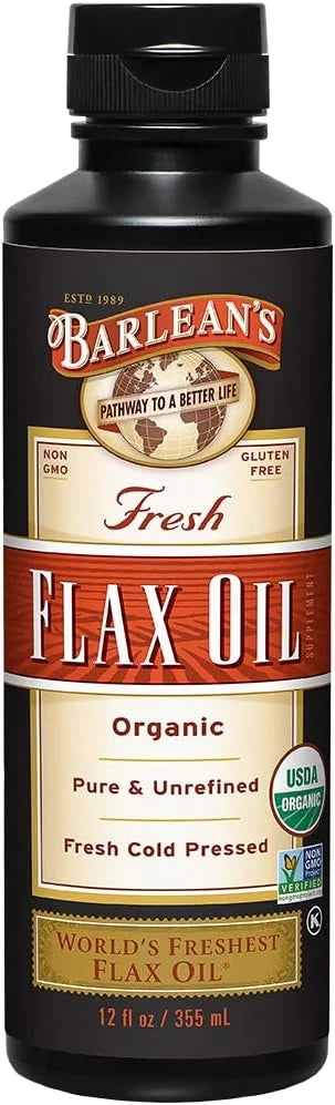 Barlean's Organic Flaxseed Oil Liquid, Cold Press Flax Seeds, 7,640mg ALA Omega 3 Fatty Acid Supplement for Healthy Hair, ...