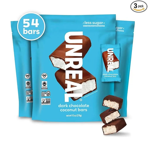 UNREAL Dark Chocolate Coconut Bars (3 Value Size Bags) | Vegan, 3g Sugar, & 3 Simple Ingredients | Non-GMO, Gluten Free, &...