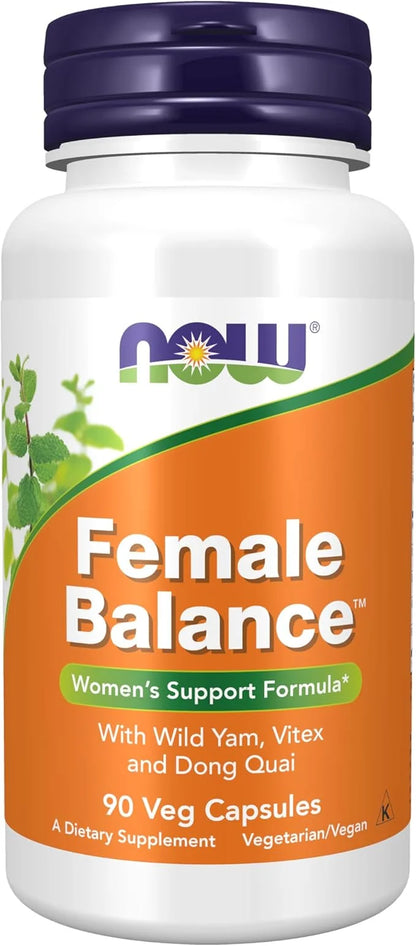 NOW Foods Supplements, Female Balance™ with Wild Yam, Vitex, Dong Quai, GLA, Vitamin B-6 and Folate, 90 Capsules - Product...