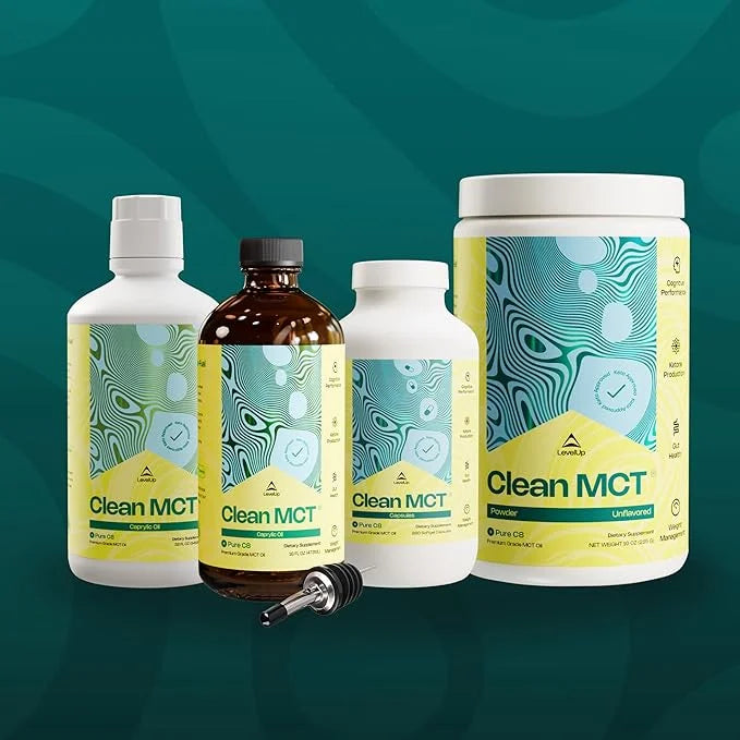 LevelUp Clean MCT Oil - 100% Caprylic C8 for Energy, Focus, Weight Management, Gut Health, Brain Superfuel - Keto Suppleme...