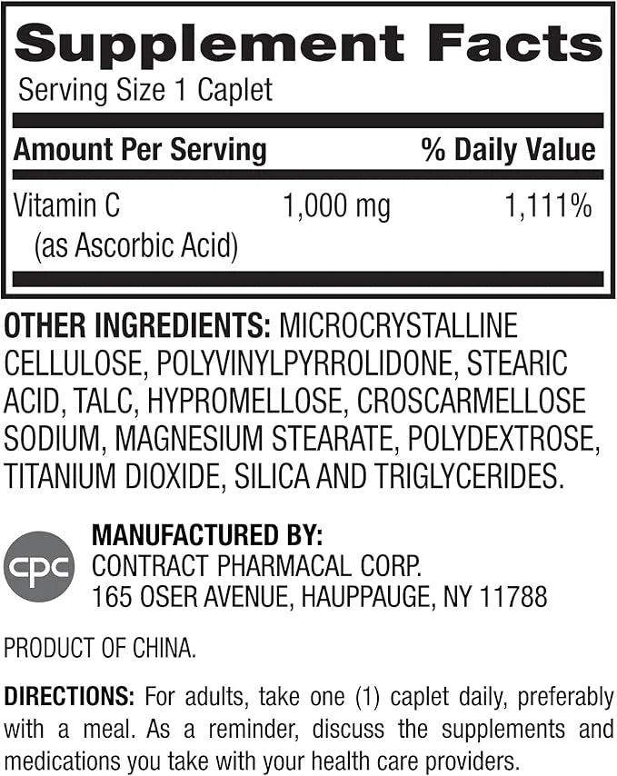 Earth's Splendor Vitamin C 1000 mg (100 Caplets, 3+ Month 2 Pack