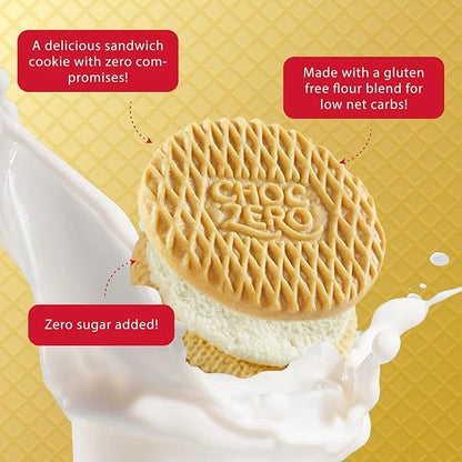 ChocZero Gluten-Free Vanilla Sandwich Cookies with Creme - Low Sugar, Keto Friendly Dunkies (1 Box, 9oz) - Product Image