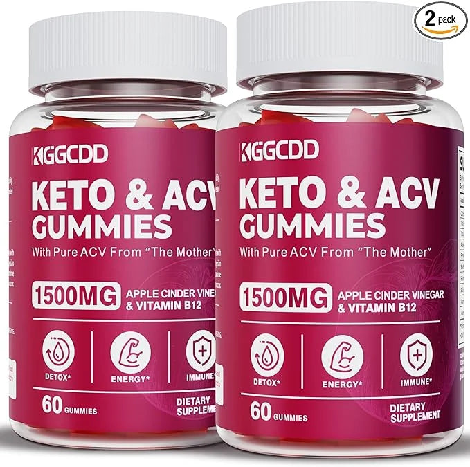 2 Pack Keto ACV Gummies Advanced Formula 1500MG Keto Gummies Apple Cider Vinegar Formulated with Pomegranate Beet Juice Po...