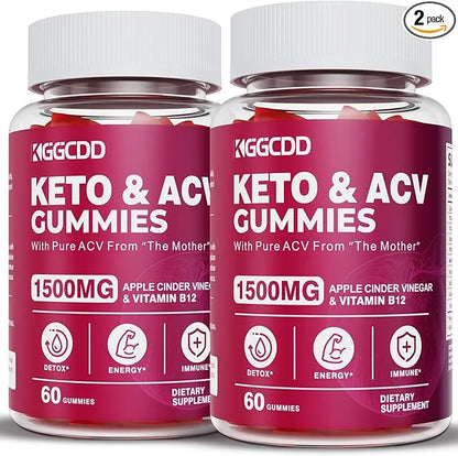 2 Pack Keto ACV Gummies Advanced Formula 1500MG Keto Gummies Apple Cider Vinegar Formulated with Pomegranate Beet Juice Po...