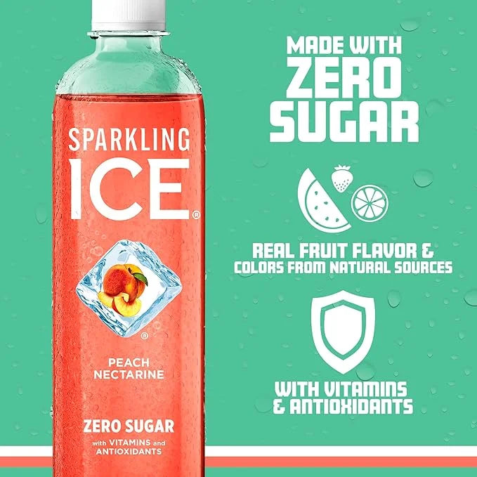 Sparkling Ice, Peach Nectarine Sparkling Water, Zero Sugar Flavored Water, with Vitamins and Antioxidants, Low Calorie Bev...
