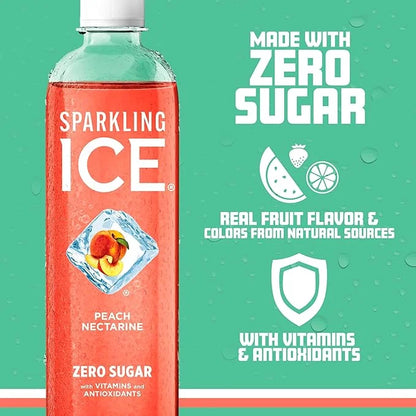 Sparkling Ice, Peach Nectarine Sparkling Water, Zero Sugar Flavored Water, with Vitamins and Antioxidants, Low Calorie Bev...