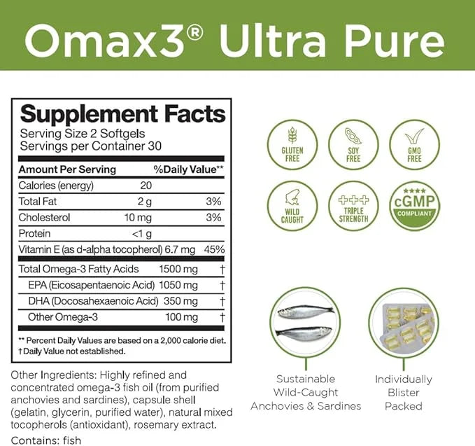 Omax3 4 Boxes Ultra-Pure Omega-3 Fish DHA,1500 MG, 240 Softgels (4 Boxes)