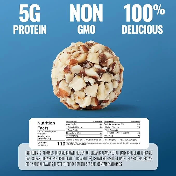 The GFB Dark Chocolate Almond Protein Bites - Gluten Free, Plant Based, Non GMO, Sustainably Made – Ridiculously Tasty, He...
