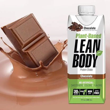 Lean Body Ready-to-Drink, Plant-Based Vegan Chocolate 30g Protein, 12)