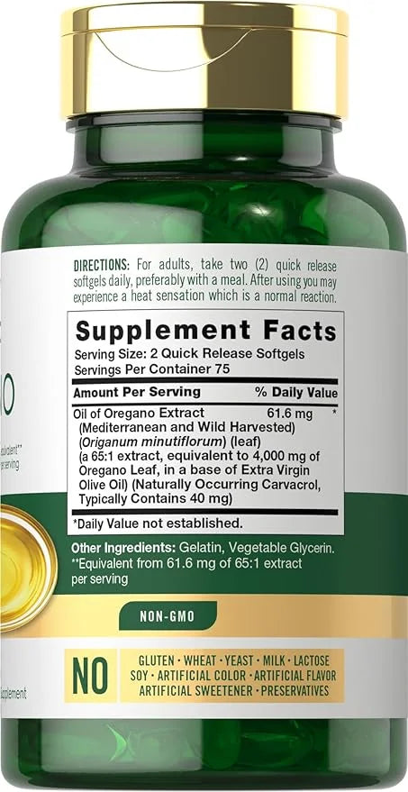 Carlyle Oregano Oil 4000mg Supplement | 150 Softgel Capsules | Contains Carvacrol | Non-GMO & Gluten Free Formula - Produc...