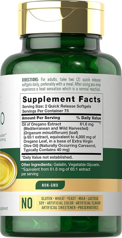 Carlyle Oregano Oil 4000mg Supplement | 150 Softgel Capsules | Contains Carvacrol | Non-GMO & Gluten Free Formula - Produc...