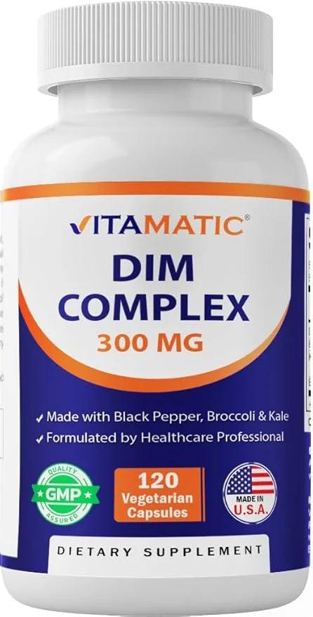 Vitamatic DIM Supplement Complex for Women & Men - 300mg - 120 Veg Capsules - Made with Black Pepper, Broccoli Powder & Ka...