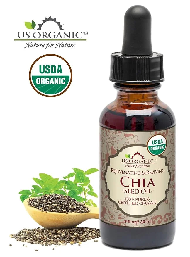 US Organic Chia Seed Oil, Certified Organic, Pure & Natural, Cold Pressed Virgin, Unrefined, Sourced from Paraguay, in Amb...