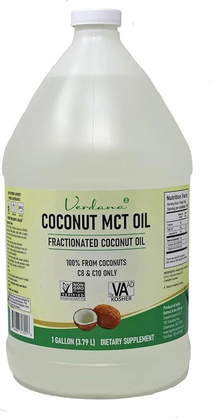 Verdana Coconut MCT Oil, Fractionated, Genuine 100% Coconut Derived, Kosher Food Grade, Vegan, NON-GMO, Great for Keto and...