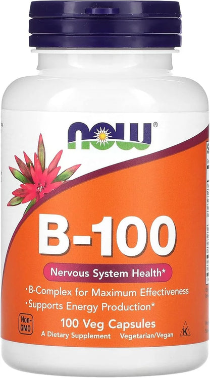 NOW Supplements, Vitamin B-100, Energy Production*, 100 Veg