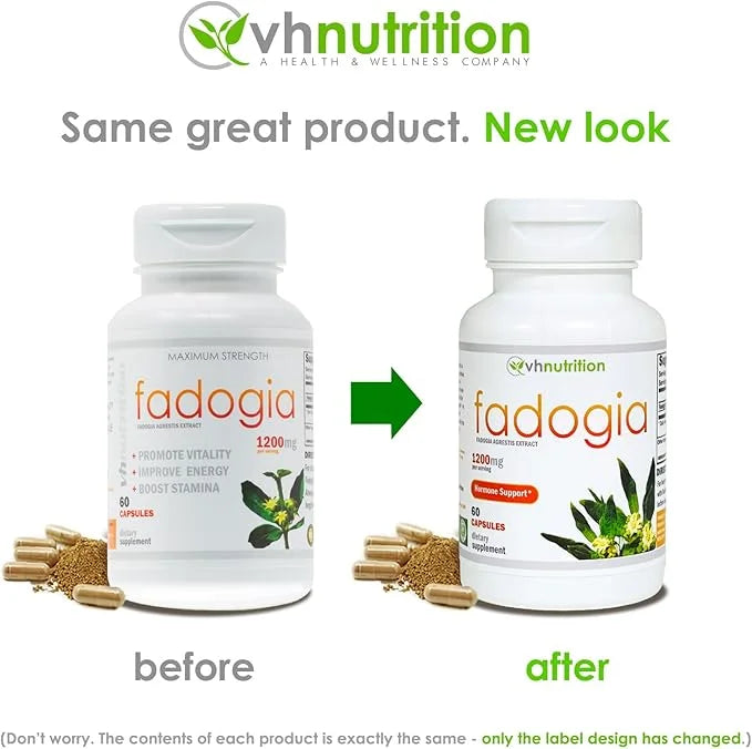 VH Nutrition FADOGIA AGRESTIS | 1200mg Per Serving | Men's Hormonal Support* | Natural Vitality and Energy Boost | Support...