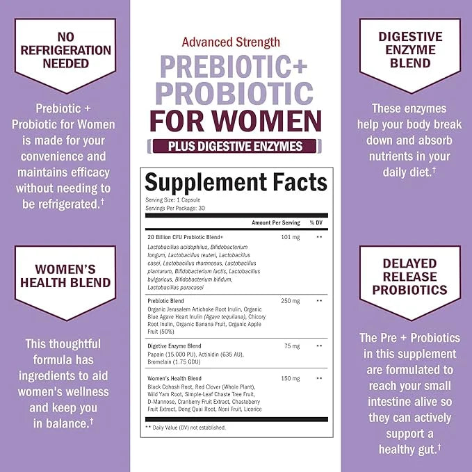 Prebiotics and Probiotics for Women 30 Count