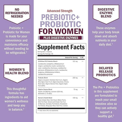 Prebiotics and Probiotics for Women 30 Count