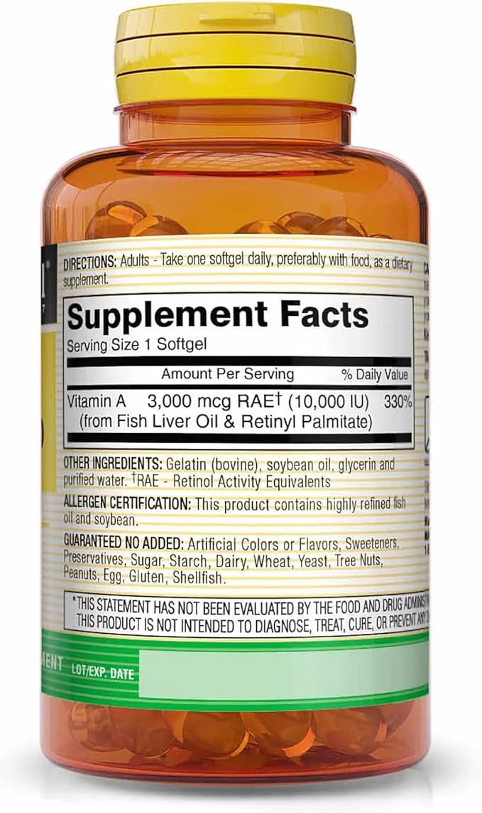 MASON NATURAL Vitamin A 3,000 mcg 10000 IU 100 Count, 3