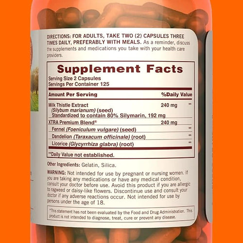 Sundown Standardized Milk Thistle 240 mg, 250 Capsules