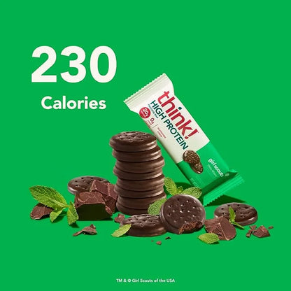 think! Protein Bars, High Protein Snacks, Gluten Free, Kosher Friendly, Girl Scouts Thin Mint, Nutrition Bars, 2.1 Oz per ...