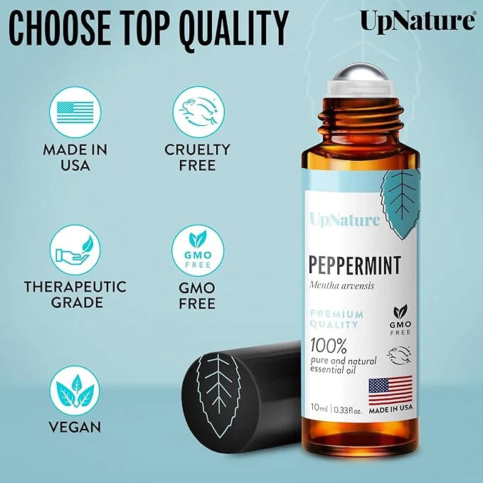 UpNature Peppermint Oil Roll On - Nausea Morning Sickness Relief for Pregnant Women - 100% Pure Peppermint Essential Oil -...